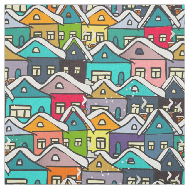Maisons Colorées En Tissu Hiver (Échantillon)