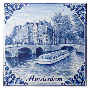 maisons de canal d'Amsterdam carreau de style Delf