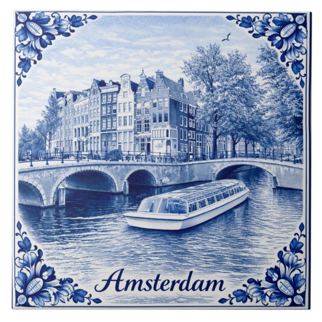 maisons de canal d'Amsterdam carreau de style Delf (Devant)