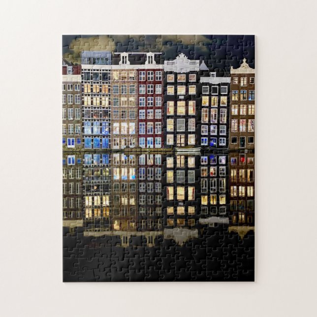 Maisons de canal d'Amsterdam puzzle (Vertical)