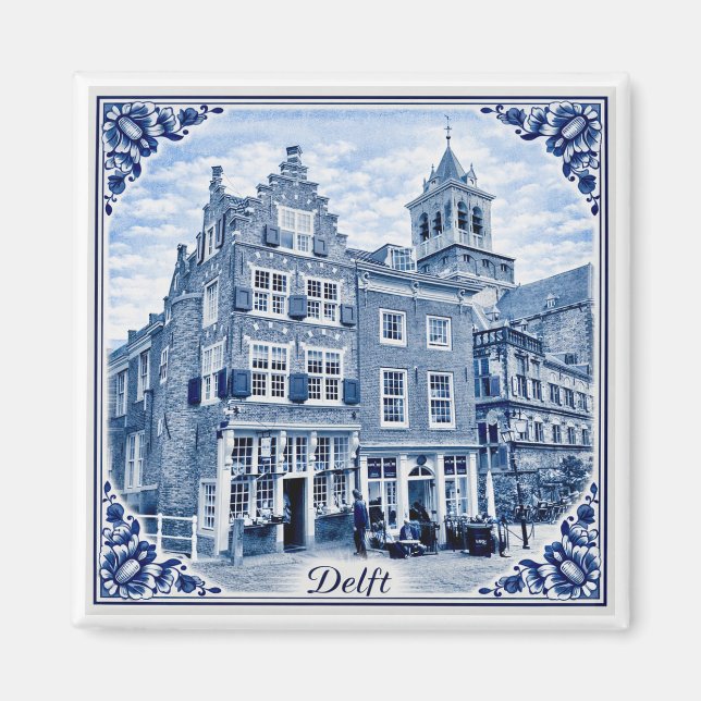 Maisons de Delft style Delft Blue aimant (Devant)