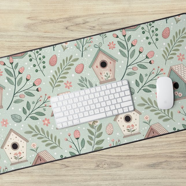 Maisons de oiseaux pastel vintage avec floraisons  (Créateur téléchargé)