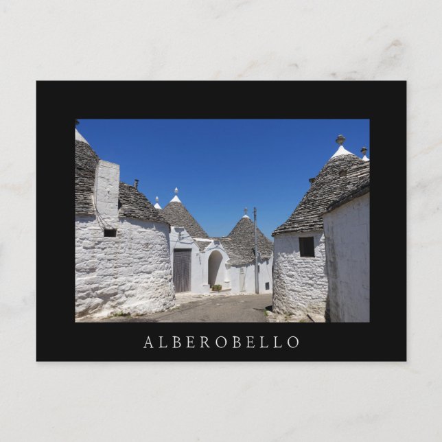 Maisons de Trulli, Alberobello, carte postale noir (Devant)