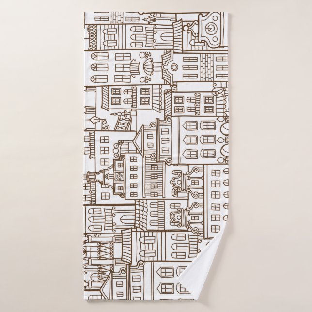 Maisons vintages : Architectural Seamless Motif. (Serviette de bain)