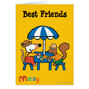 Maisy écrit des cartes postales sous le parapluie