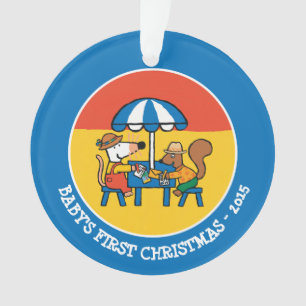 Maisy écrit des cartes postales sous le parapluie