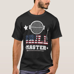 Maître du Grill Drapeau USA T-Shirt Barbeque Patri