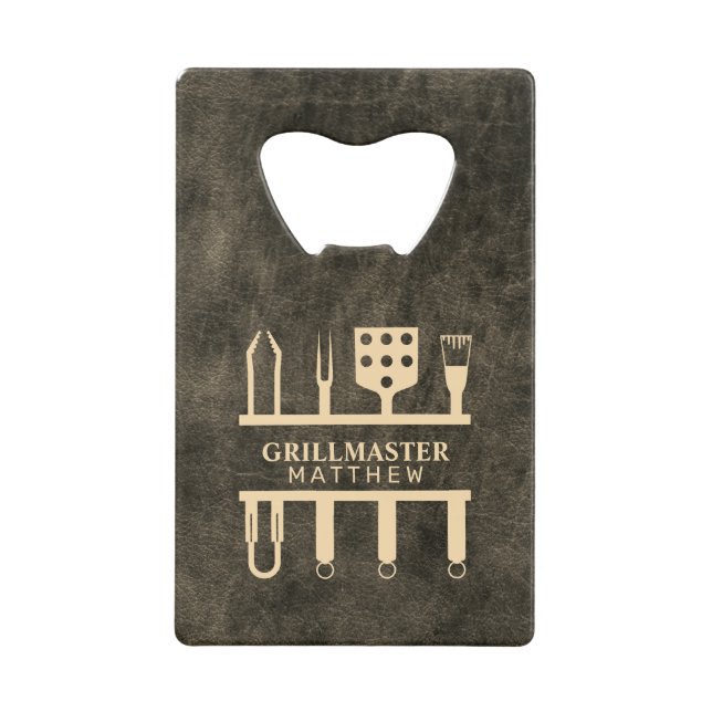 Maître du grill faux cuir classique nom personnali (Devant)