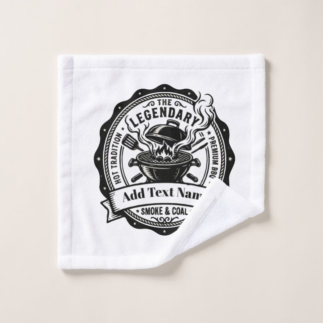 Maître du Grill Vintage Nom Personnalisé BBQ Fumée (Gant de toilette)