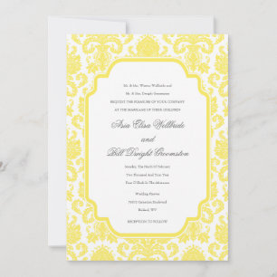 Maize Mariage Damask Design Invitation Customisée