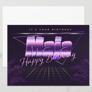 Maja Name Prénom lila retro Carte Anniversaire