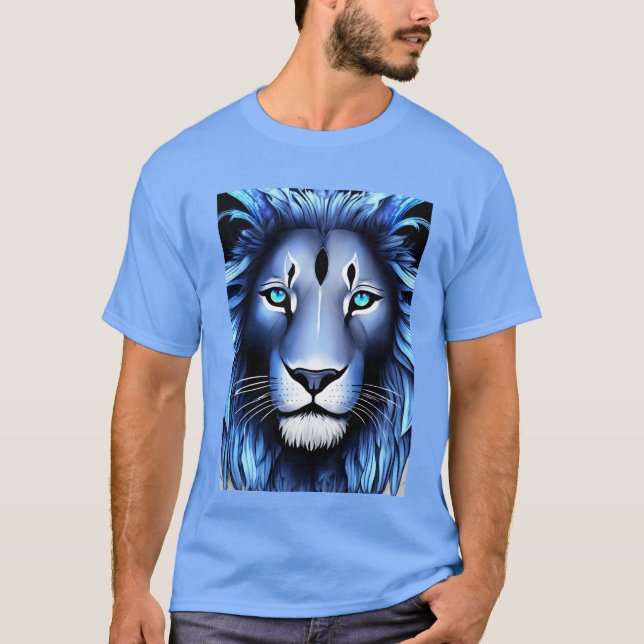 "Majesté géométrique : T-shirt logo Lion" (Devant)
