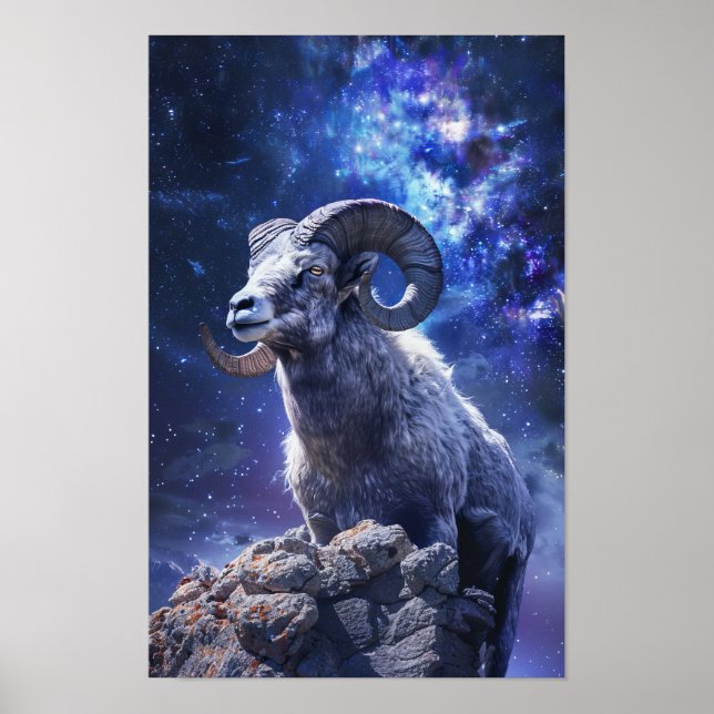 Majestic Aries Astrologie Peinture réaliste Poster (Devant)
