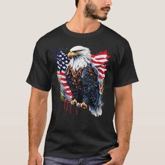 Majestic Bald Eagle T-Shirt – American Flag Art on