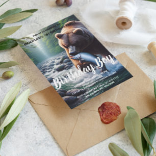 Majestic Bear Catch Anniversaire Invitation