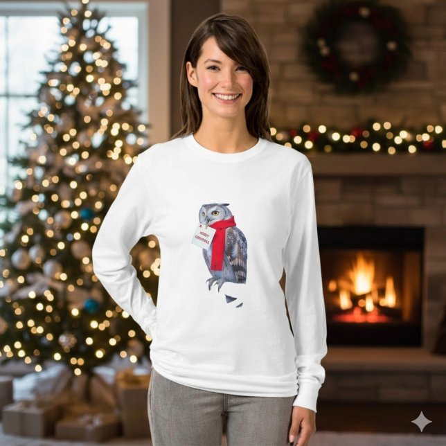 Majestic Christmas Owl Snowy Winter T-Shirt (Créateur téléchargé)