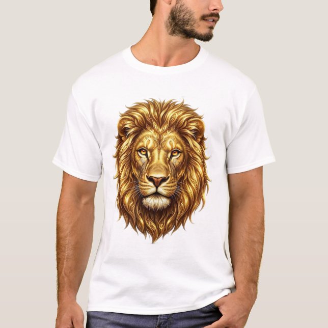 Majestic Golden Lion King Art T-Shirt (Devant)