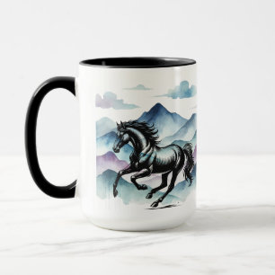 Majestic Horse et aquarelle Montagne Mug