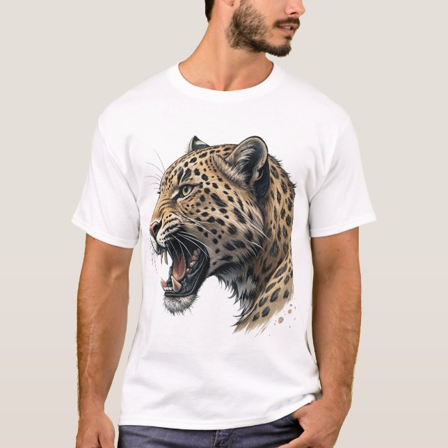 Majestic Leopard Portrait Men's Graphic T-Shirt (Devant)