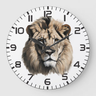 Majestic Lion Portrait Horloge murale