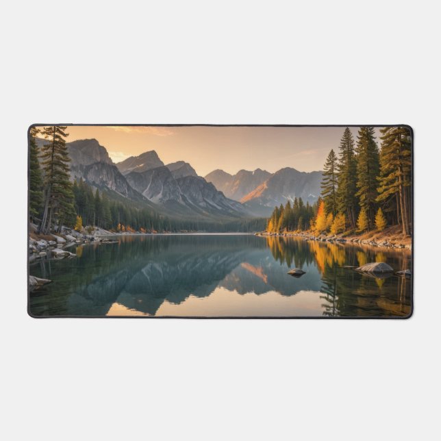 Majestic Mountain Sunset Desk Mat - Serene Nature (Recto)