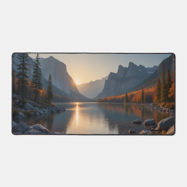 Majestic Mountain Sunset Desk Mat - Serene Nature (Recto)