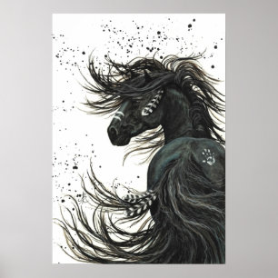 Majestic Mustang par BiHrLe Black Horse Poster