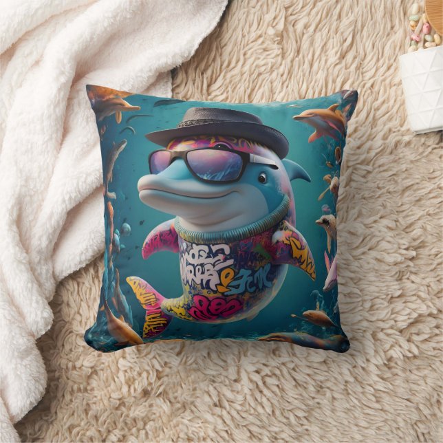 Majestic Ocean Bliss : Coussin dauphin (Couverture)