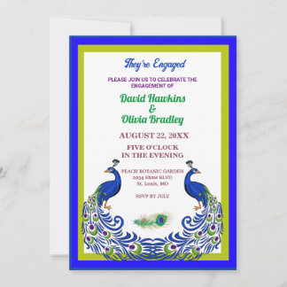 Majestic Peacock Fiançailles Invitation Card