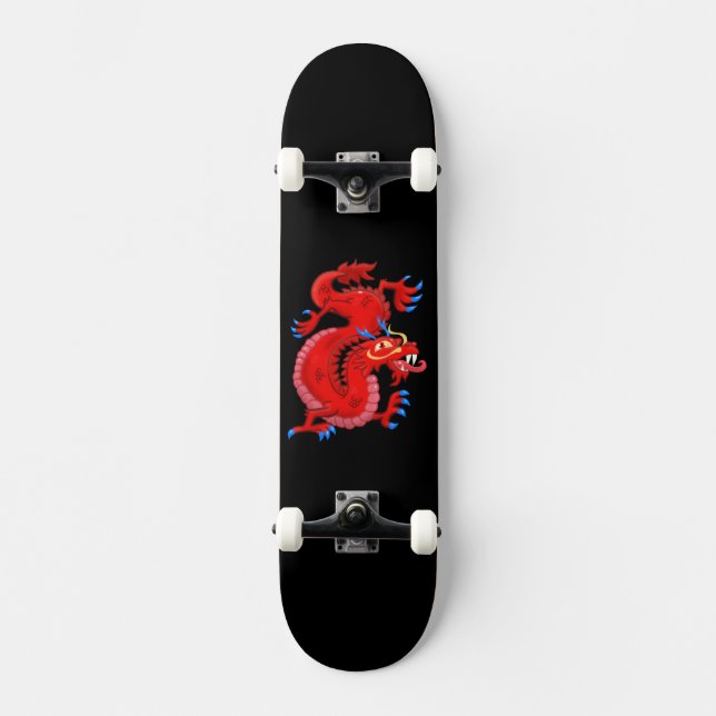 Majestic Red Oriental Dragon Skateboard (Recto)
