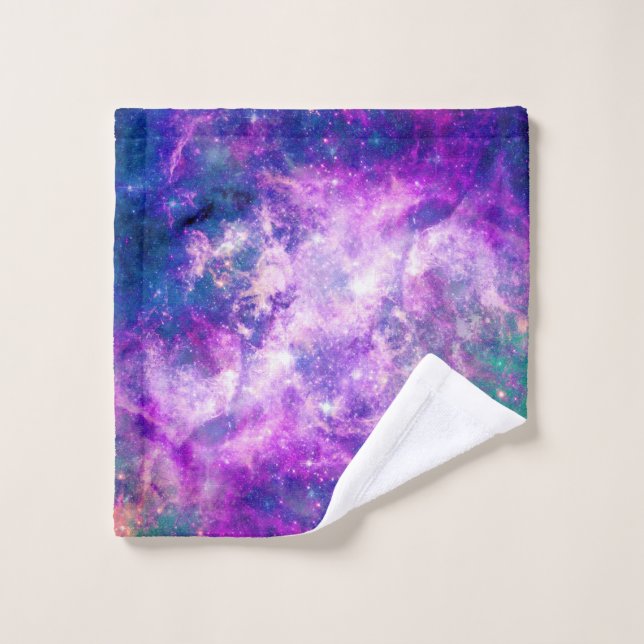 Majestic Teal Purple Starry Space Nebula (Gant de toilette)