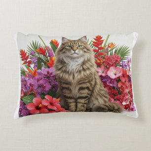 Majestic Tropical Chat Accent Coussin Design.