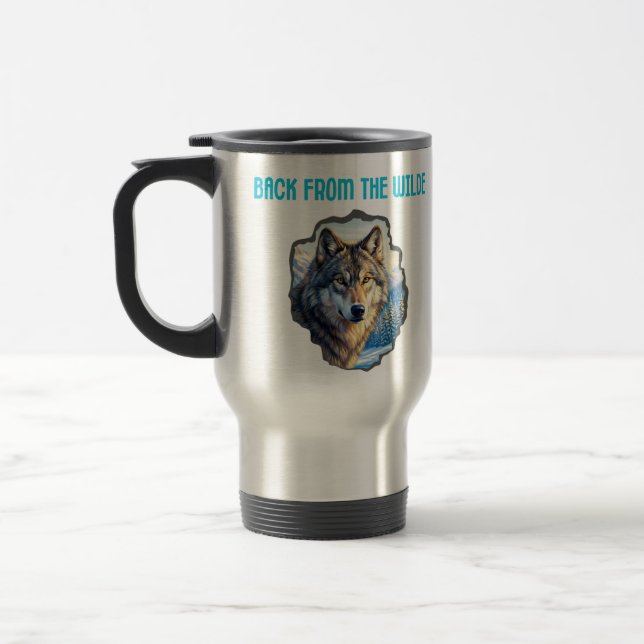 Majestic Wolf Double Exposure Wilderness Mugs (Gauche)