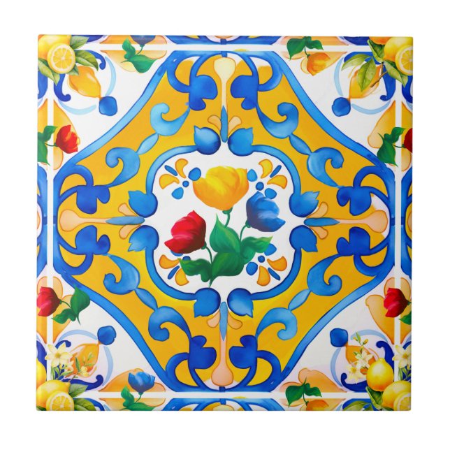 Majolica, Carreaux bleus, Carreaux siciliens, Carr (Devant)
