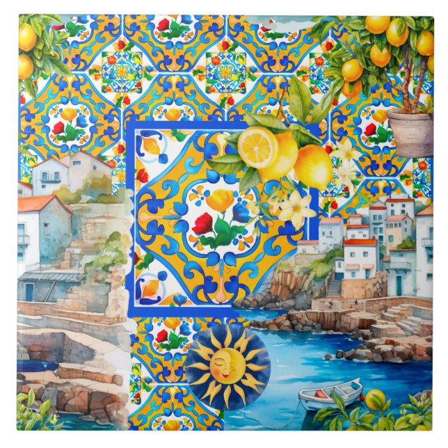 Majolica, citron, carreaux siciliens, (Devant)