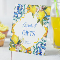 Majolica en tuiles bleues citrons signe cadeaux d'