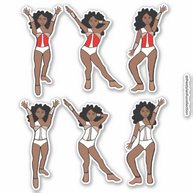 Majorette/ Dancer Stickers Red White Switch A (Devant)