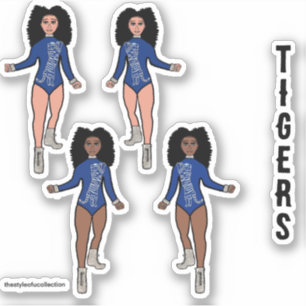Majorette / Stickers Danseuse Bleu Tigre d'Argent
