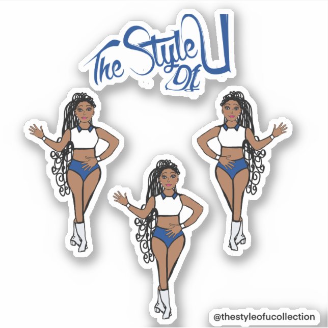 Majorette tressée / Stickers Danseuse Bleu (Devant)