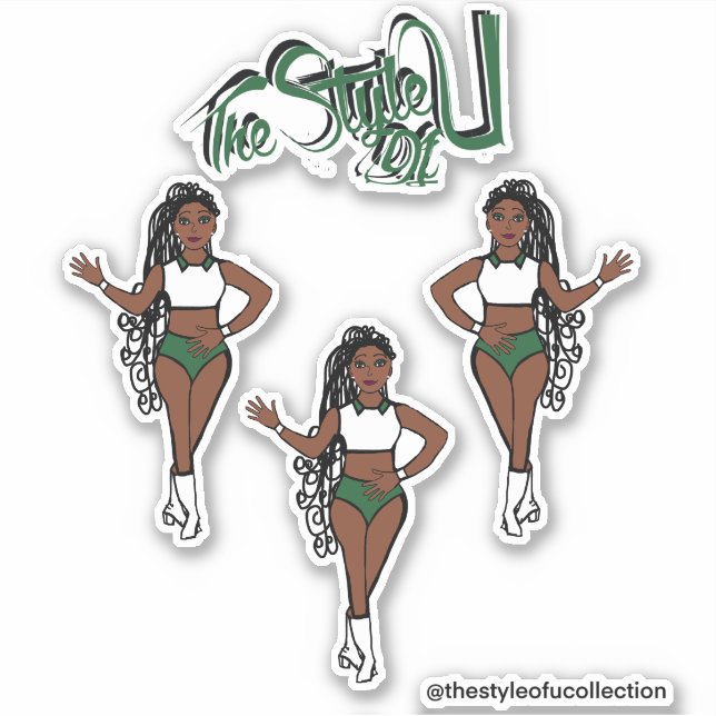 Majorette tressée / Stickers Danseuse vert (Devant)