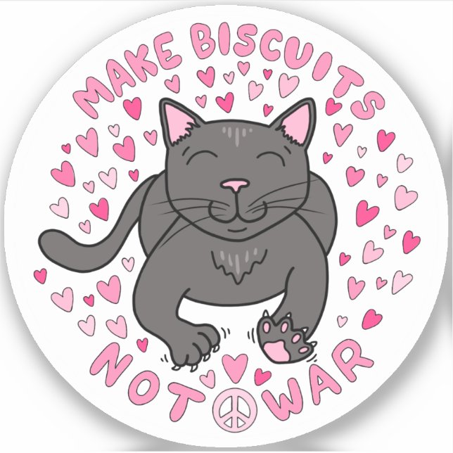 Make Biscuits, Not War Kitty Vinyl Sticker (Devant)
