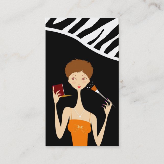 Make Up Artist Vector Shop Girl Carte de visite (Devant)