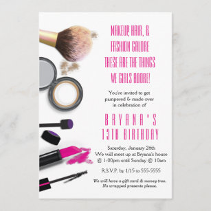 Anniversaire Maquillage Invitations Faire Part Cartes Zazzle