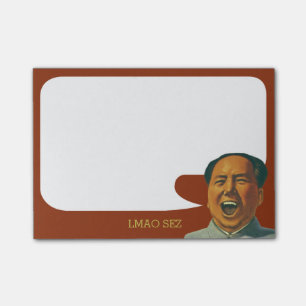 Mal riant des notes de post-it de Mao