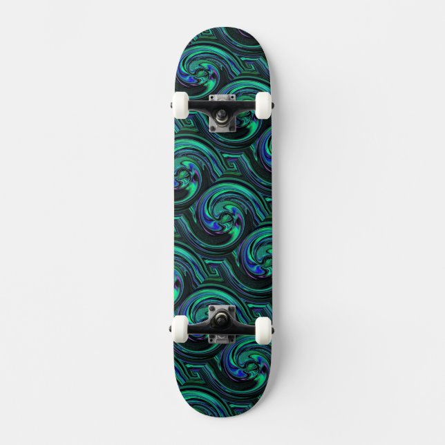Malachite Azurite Swirl Abstrait skateboard (Recto)