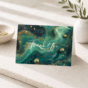 Malachite Vert Émeraude avec Paillettes d'Or Merci