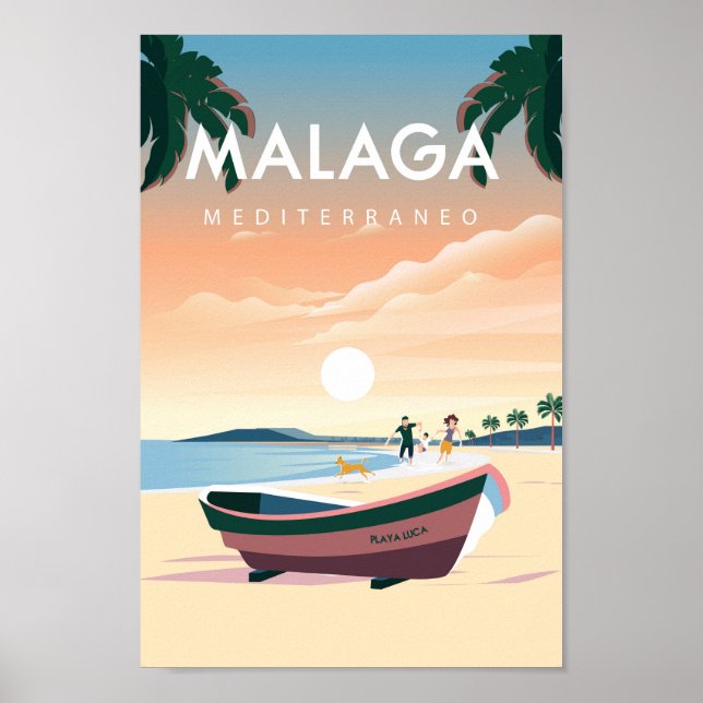 Malaga spain city travel poster (Devant)