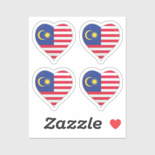 Malaisie amour drapeau fièreté coeur autocollant