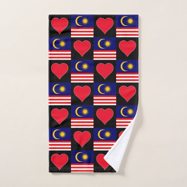 Malaisie Drapeau et coeur Motif Malaysian Pride (Serviette à main)
