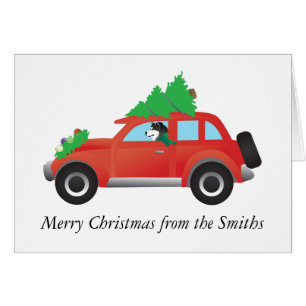 Malamute Conduire une voiture arbre de Noël sur la